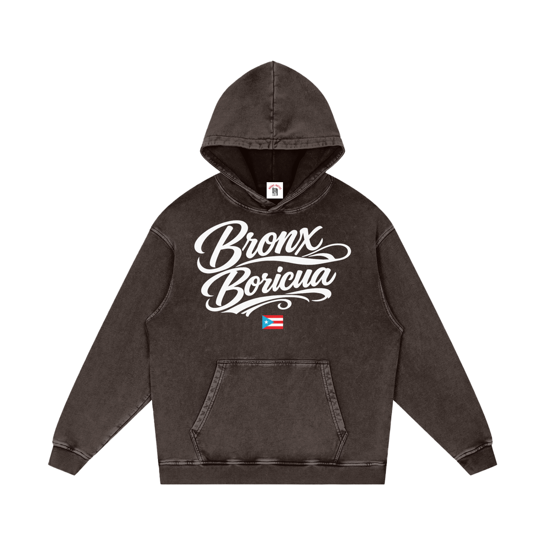 Bronx Boricuan PR Edition Snow Washed Loose Cotton Hoodie