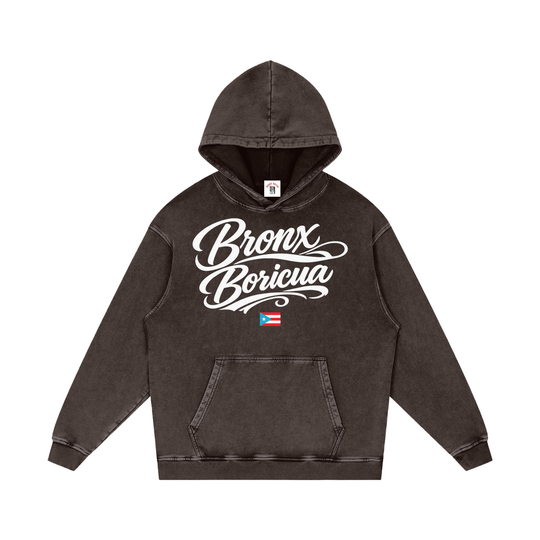 Bronx Boricuan PR Edition Snow Washed Loose Cotton Hoodie