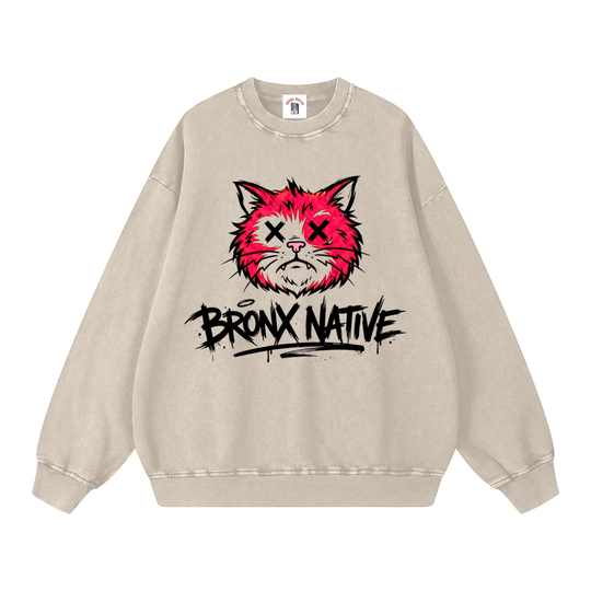 BX Bodega Cats Snow Washed Oversized Sweatshirt