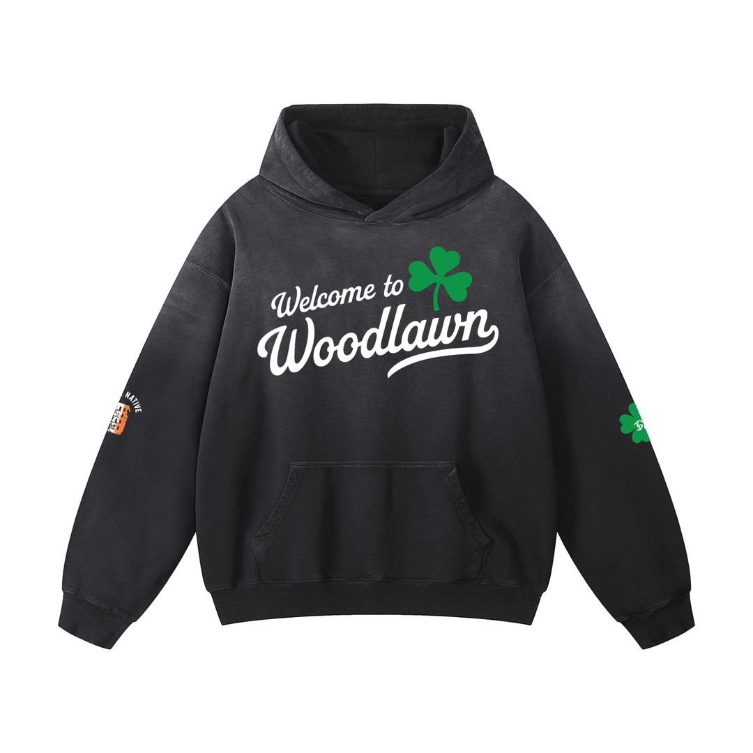 St. Patty's Day Bronx Native Exclusive "Welcome to Woodlawn" Unisex Heavyweight Sunfade Oversized Hoodie