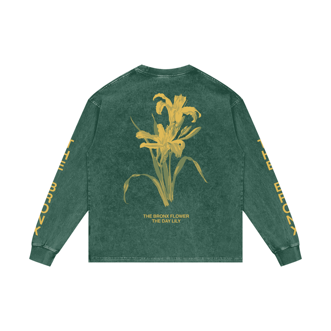 The Bronx Flower Acid Wash Oversize Long Sleeve T-Shirt Alt Colorway by Bronx Native for New York summer