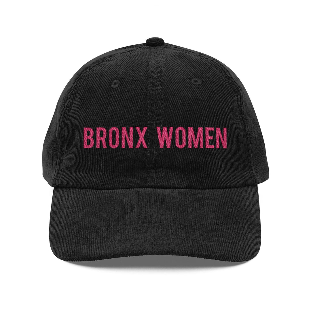 Bronx Women Embroidered Corduroy Cap — Vintage Black Baseball Hat by Bronx Native