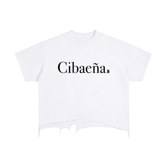Cibaeña Vintage Wash Boxy Distressed Hem T-Shirt