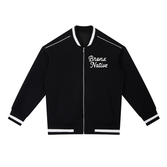 Bronx Native Classy Contrast Piping Zip Bomber Jacket