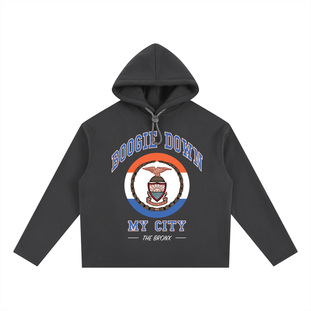 Boogie Down My City Oversized Fleece Hoodie by Bronx Native for New York summer