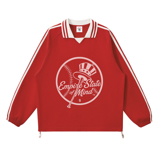 Empire State of Mind JZ BX Takeover Contrast Striped Lapel Collar Sweatshirt