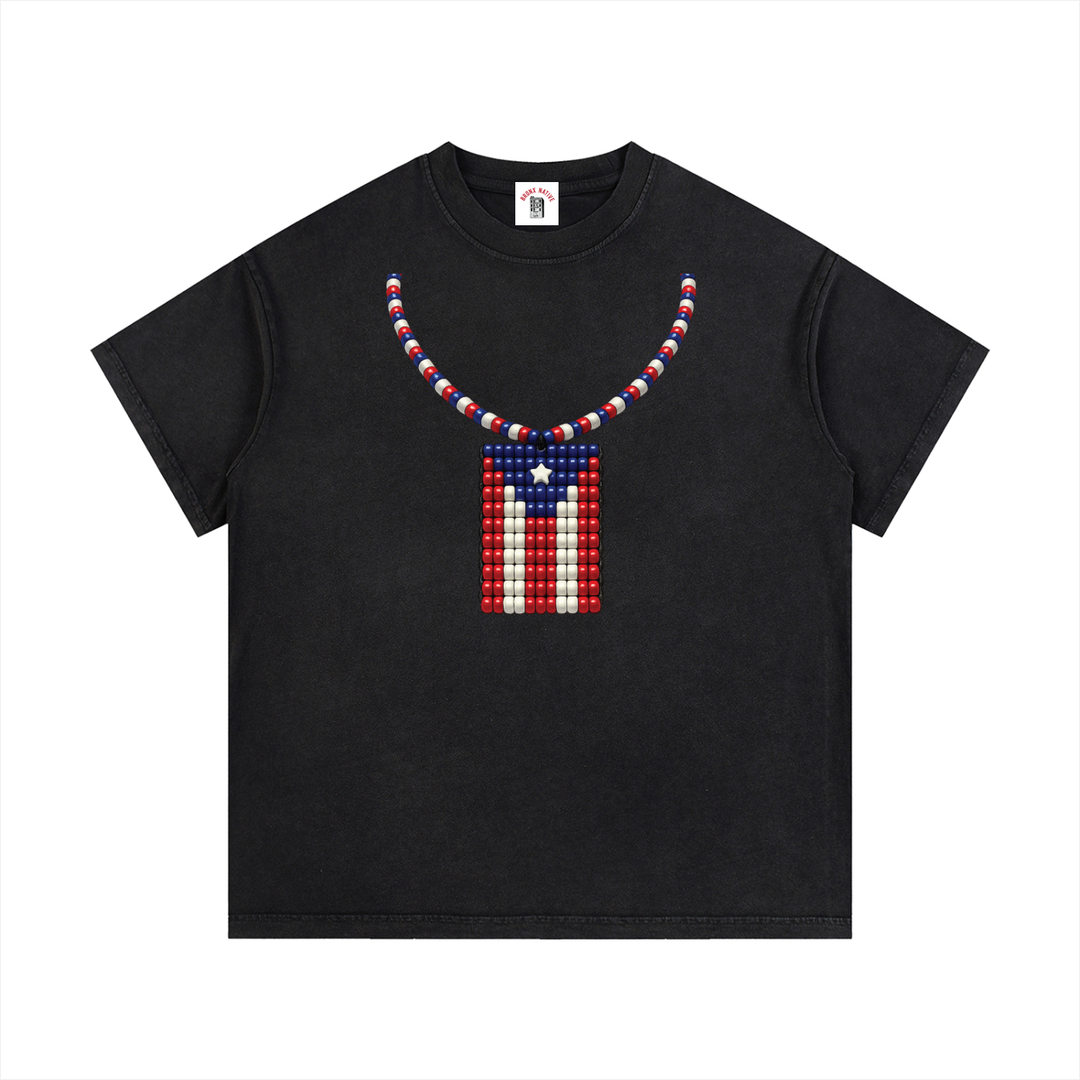 BronxRican PR Chain Vintage Wash Cotton T-Shirt by Bronx Native - Puerto Rico Collection