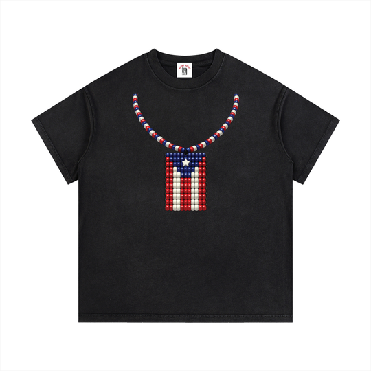 BronxRican PR Chain Vintage Wash Cotton T-Shirt by Bronx Native - Puerto Rico Collection