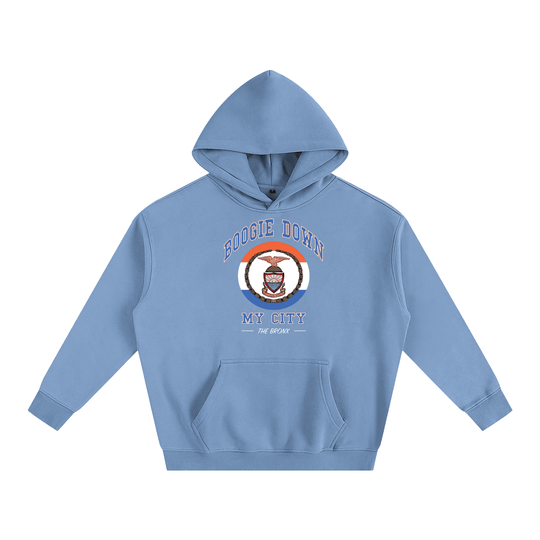 Boogie Down My City Classic Oversize Fleeced Hoodie by Bronx Native for New York summer