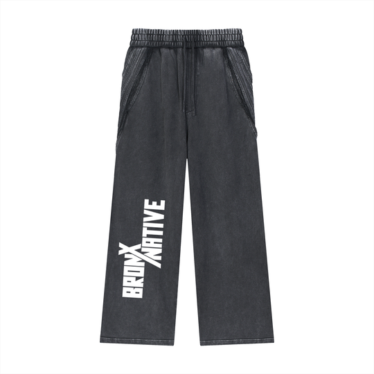 BronXNative Snow Washed Tape Raw Edge Sweatpants
