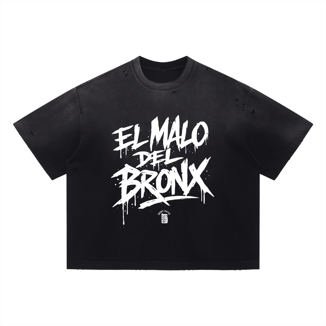 El Malo Del Bronx Vintage Washed Distressed Boxy Oversized T-Shirt Alt Colorway by Bronx Native for New York summer