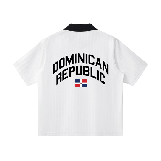 Dominican Republic Contrast Collar Soccer Jersey by Bronx Native