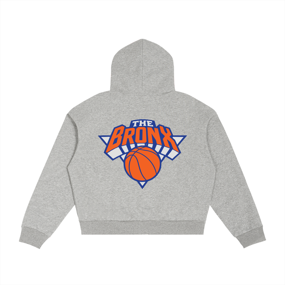 Bronx Basketball 2026 Playoff Edition Contrast Plaid Boxy Zip Hoodie