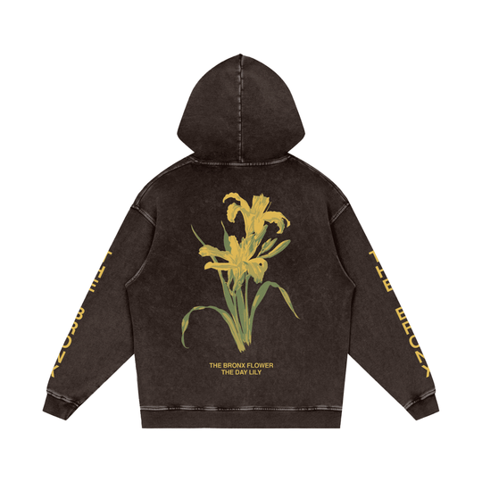 The Bronx Day Lily Snow Washed Loose Cotton Hoodie by Bronx Native for New York summer