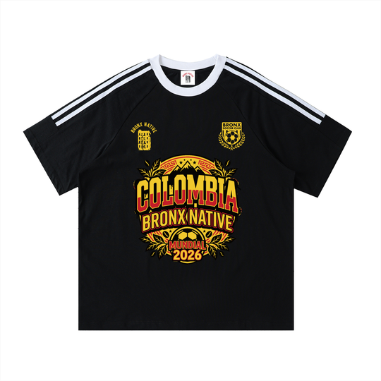 Colombia x Bronx Native Contrast Tape Soccer Cotton T-Shirt product image 1 of 4 by Bronx Native