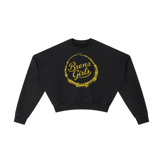 Bronx Girls Bamboo Earring Vintage Washed Cropped Sweatshirt