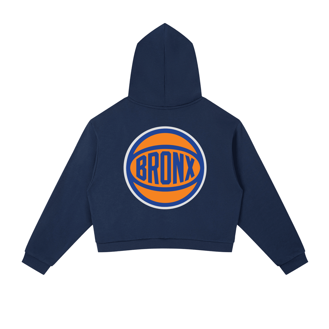 Bronx Basketball 2026 Playoff Edition Women's Contrast Side Stripe Cropped Hoodie by Bronx Native