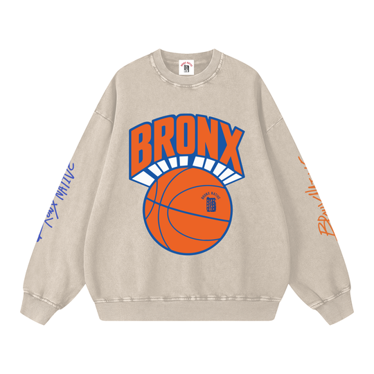 Bronx Basketball 2026 Playoff Edition Snow Washed Oversized Sweatshirt