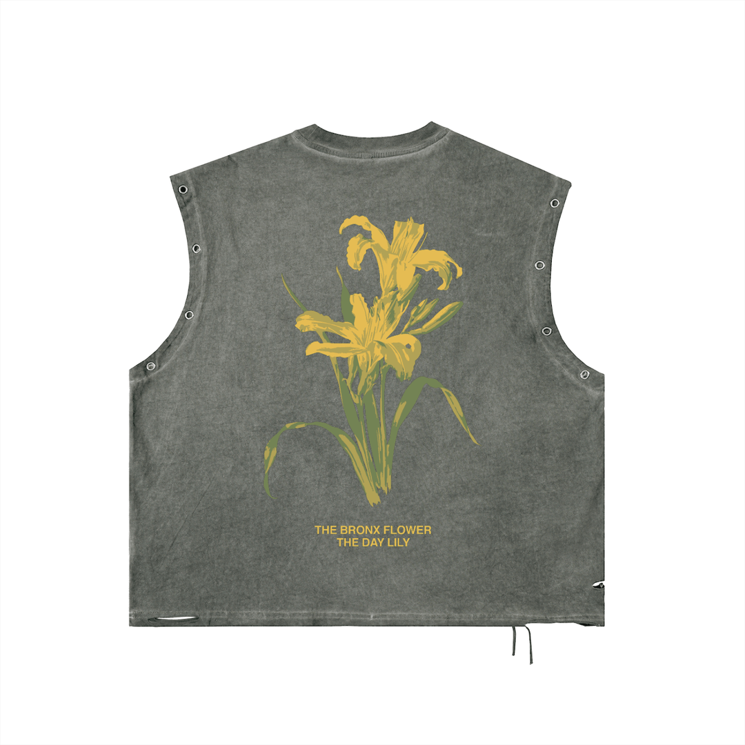The Bronx Flower Distressed Grommet Eyelet Tank Top by Bronx Native for New York summer
