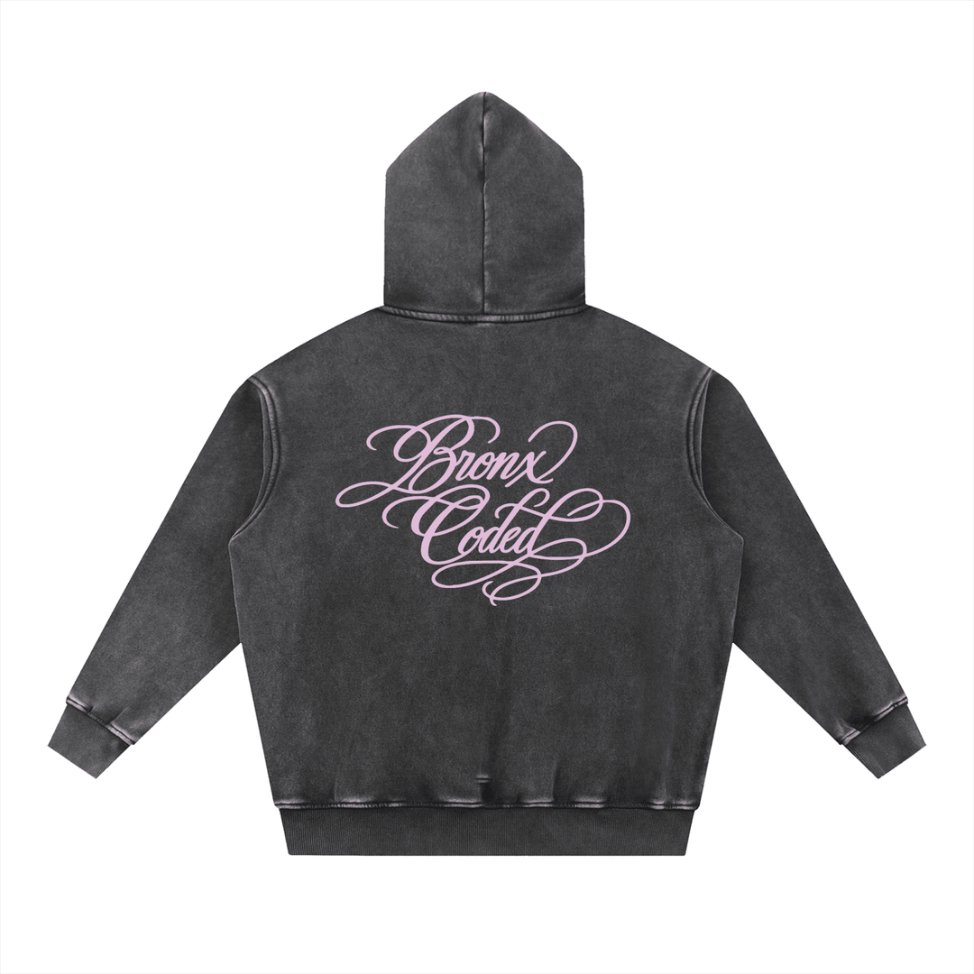 Bronx Coded Snow Wash Fleece Oversize Hoodie by Bronx Native for New York summer
