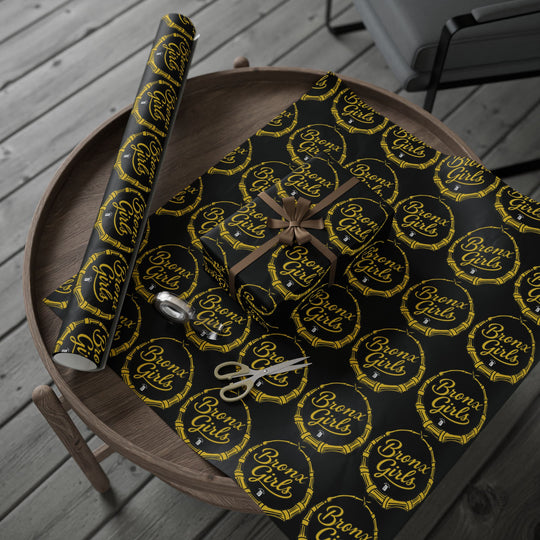 Black & Gold Crown Pattern Wrapping Paper Roll — Luxury Gift Wrap for Special Occasions