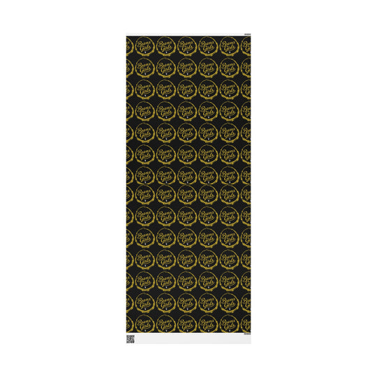 Black & Gold Crown Pattern Wrapping Paper Roll — Luxury Gift Wrap for Special Occasions