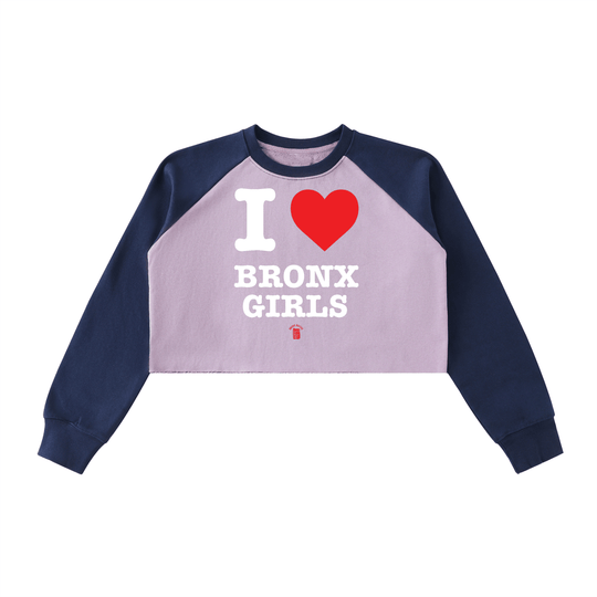 I Love Bronx Girls Raw-Hem Color-Block Raglan Crop Sweatshirt by Bronx Native