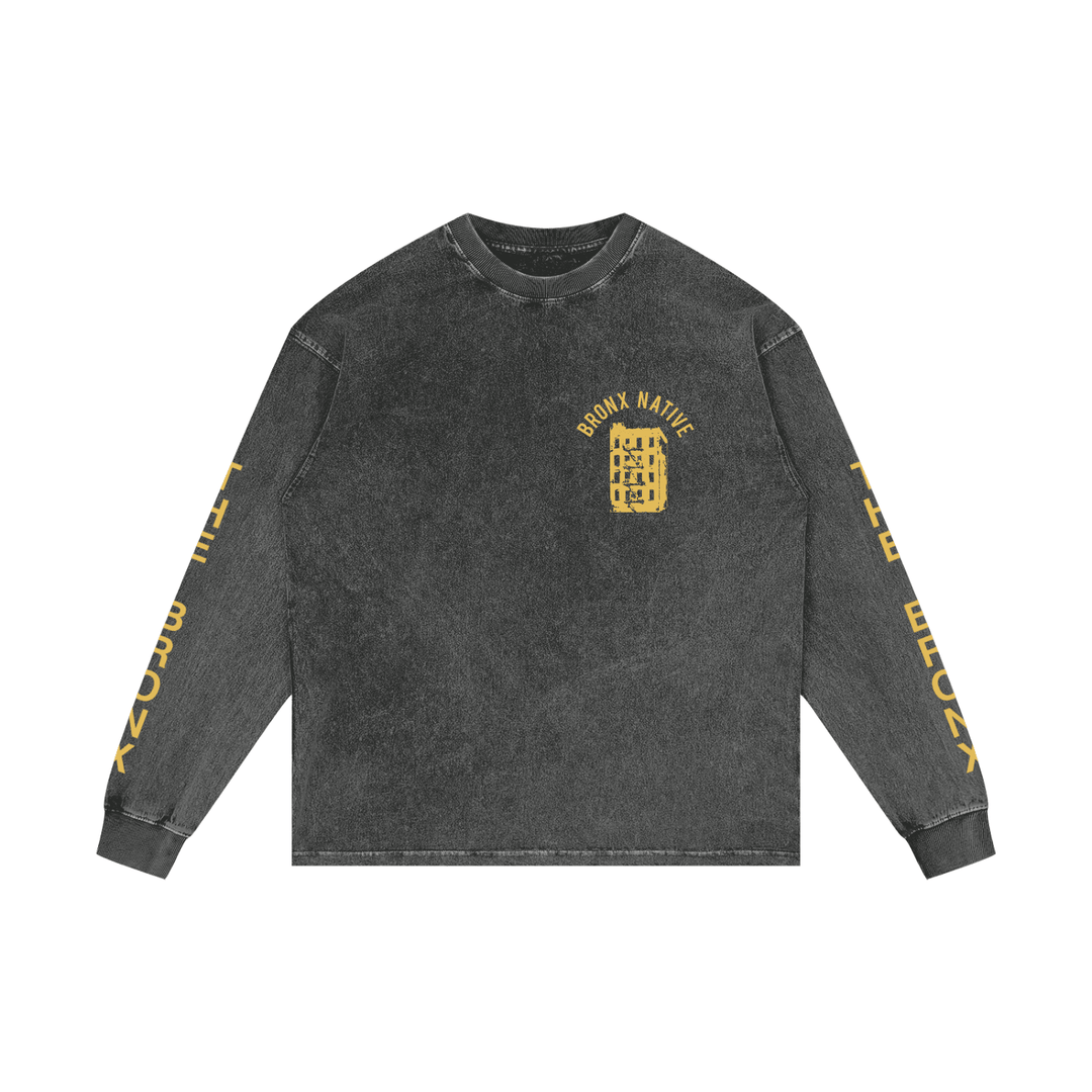 The Bronx Flower Acid Wash Oversize Long Sleeve T-Shirt by Bronx Native for New York summer