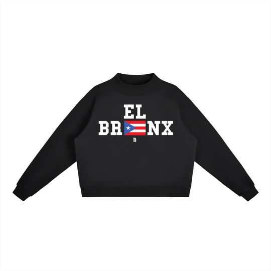 EL BRONX PR Essential Fleece Mock-Neck Crew Sweatshirt