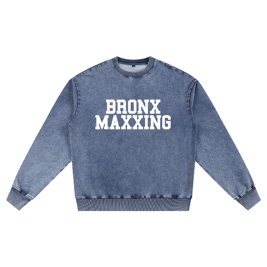 Bronx MAXXing Snow Wash Oversized Crewneck Sweatshirt by Bronx Native for New York summer
