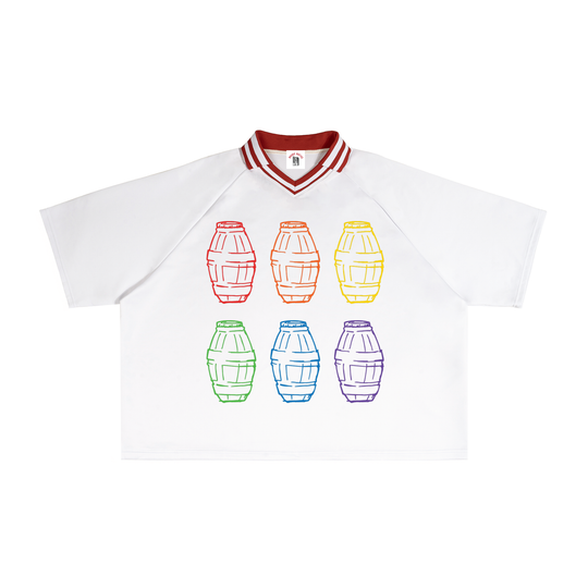 Contrast Lapel Collar Boxy T-Shirt