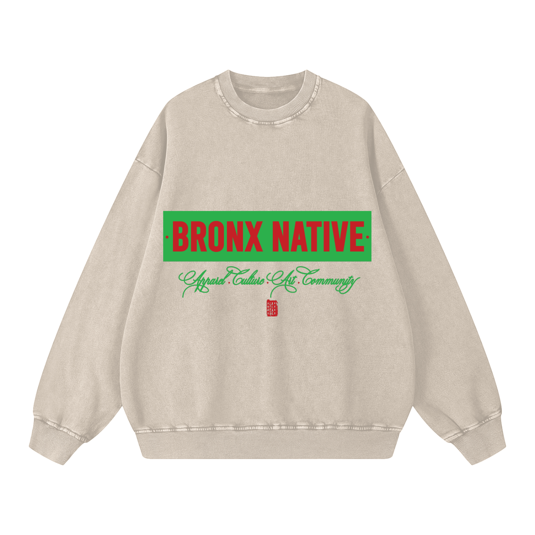 Bronx Native Apparel Art Community Snow Washed Oversized Sweatshirt