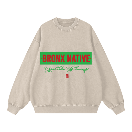 Bronx Native Apparel Art Community Snow Washed Oversized Sweatshirt