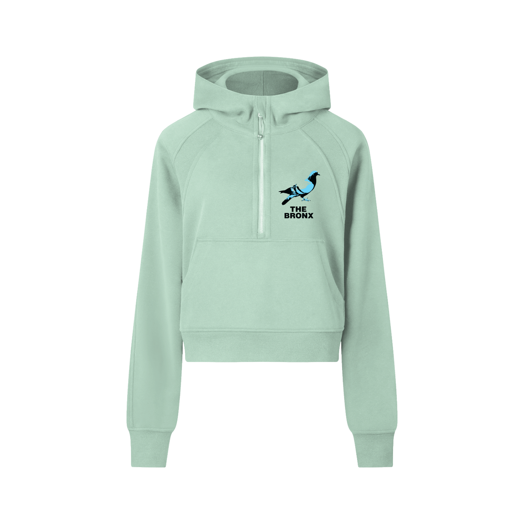 Bronx Pidgeon Cropped Half-Zip Hoodie