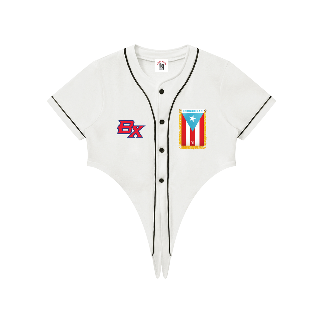Women's BronxRican Piping Baseball Jersey by Bronx Native - Puerto Rico Collection