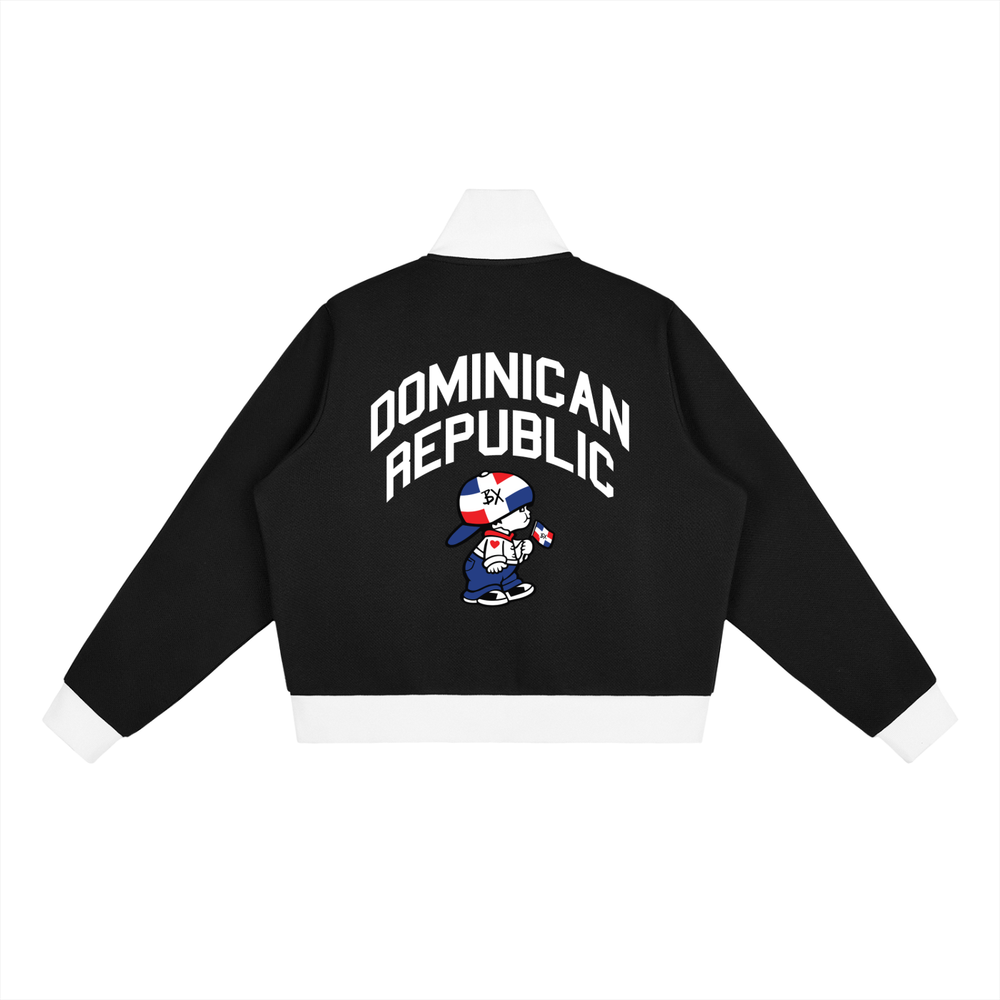 Bronx Native x DR Contrast Side Stripe Fleece Cropped Track Jacket