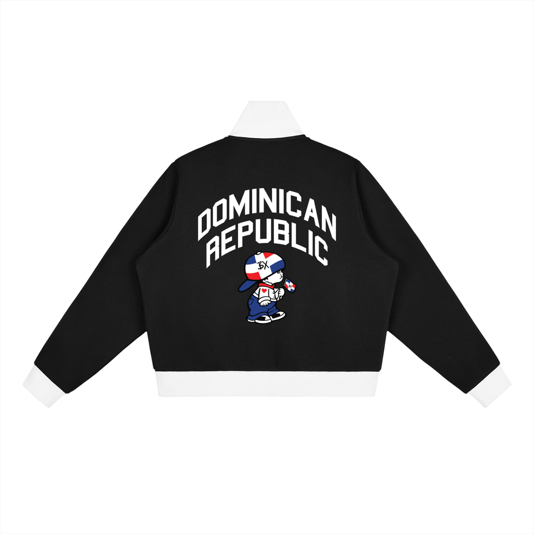 Bronx Native x DR Contrast Side Stripe Fleece Cropped Track Jacket