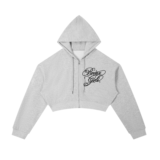 Essential Cropped Zip-Up Hoodie