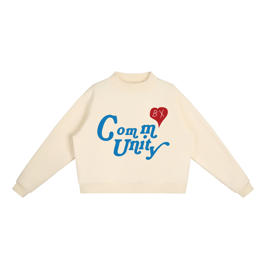 BX Community Womens Essential Fleece Mock-Neck Crew Sweatshirt