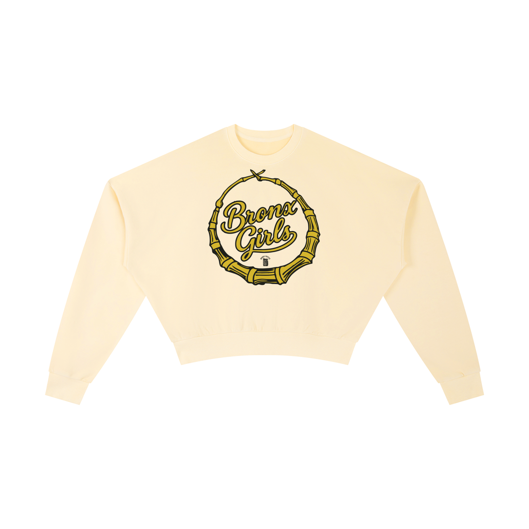 Bronx Girls Bamboo Earring Vintage Washed Cropped Sweatshirt