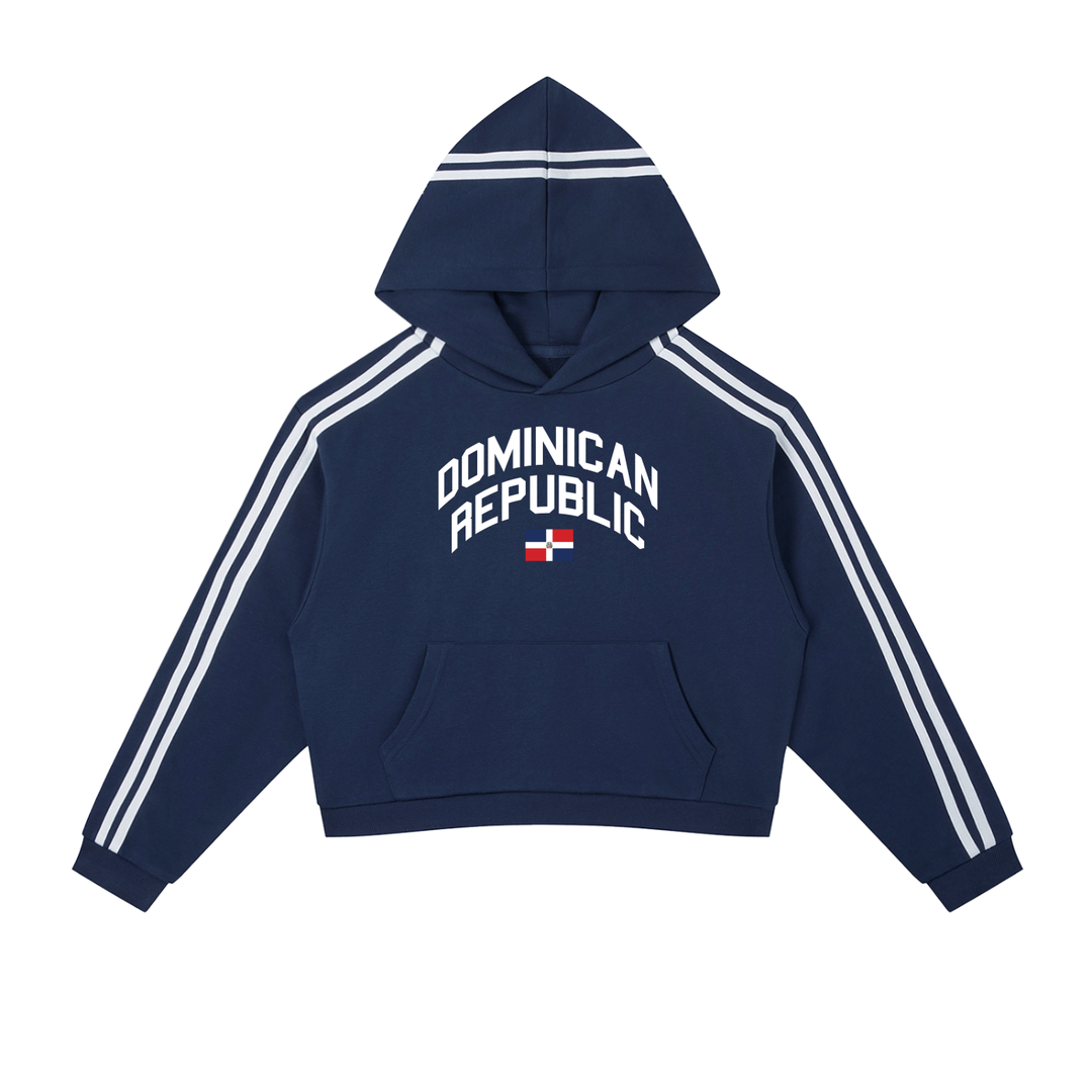 Dominican Republic Contrast Side Stripe Cropped Hoodie