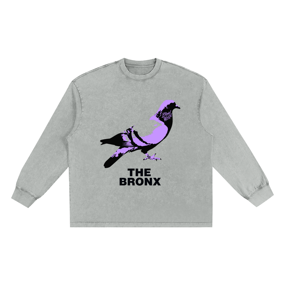 Bronx Pidgeon Snow Washed Frayed Edge T-Shirt