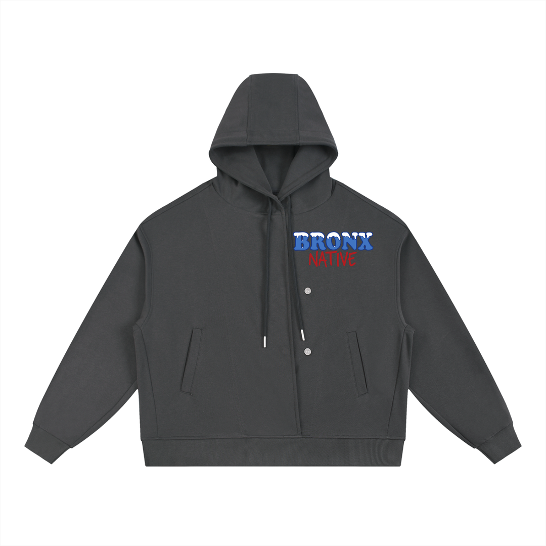 Bronx Native ❄️ Boxy Button Placket Hoodie