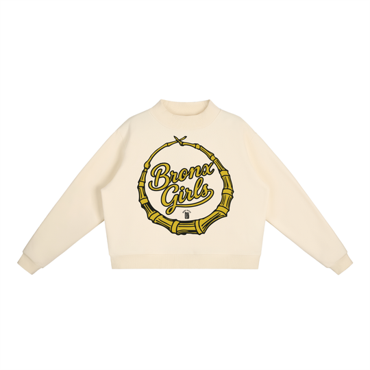Bronx Girls Bamboo Earring Mock-Neck Crew Sweatshirt