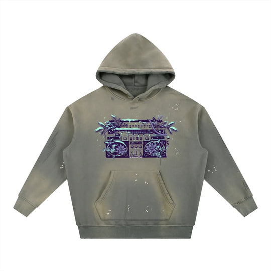 Boomin' Vintage Washed Frayed Fleece Hoodie