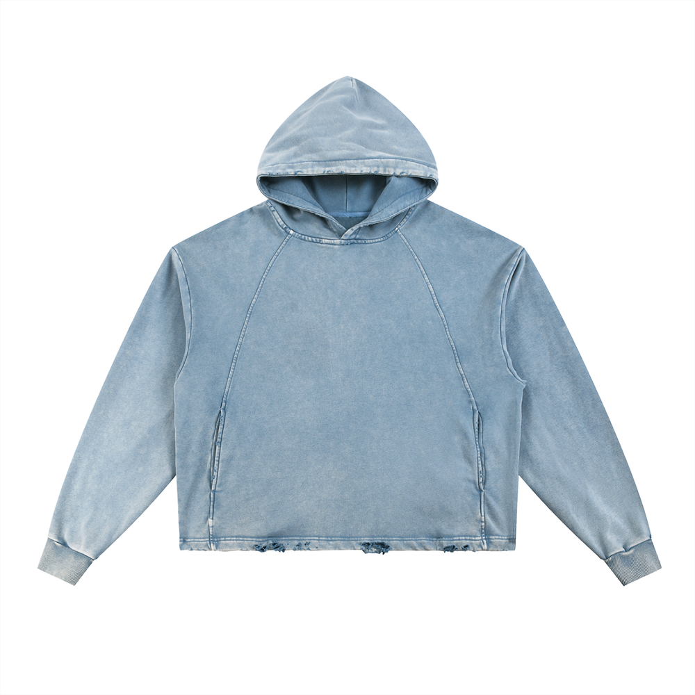 DTMF en El Bronx Vintage Washed Frayed-Hem Hoodie