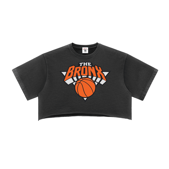 Bronx Basketball 2026 Playoff Edition Women's Snow Washed Raw Edge Crop Top by Bronx Native