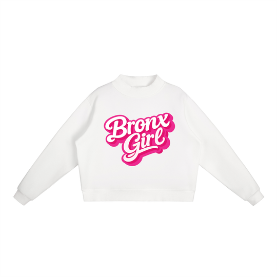 Bronx Girl Essential Fleece Mock-Neck Crew Sweatshirt
