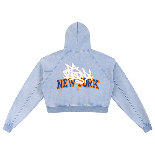 Bronx Basketball 2026 Playoff Edition Women's Snow Washed Cropped Hoodie by Bronx Native