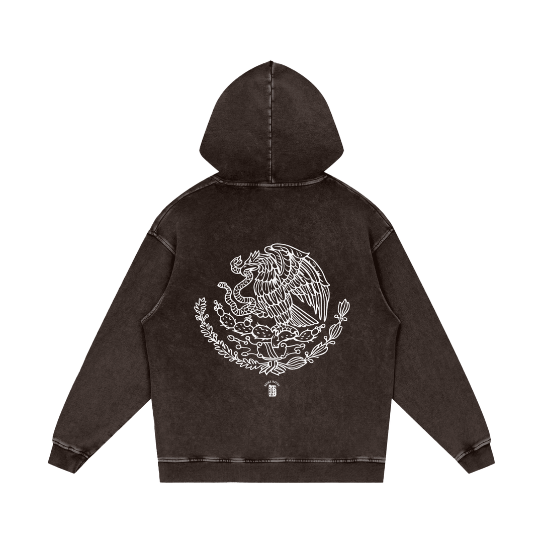 Que Viva La Raza Snow Washed Loose Cotton Hoodie by Bronx Native